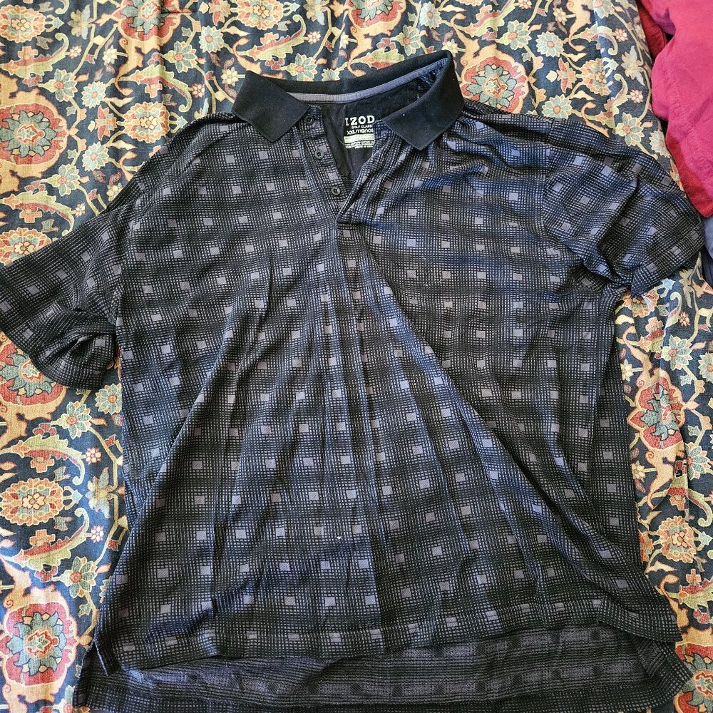 Izod Men's Polo Black Patterned XXL